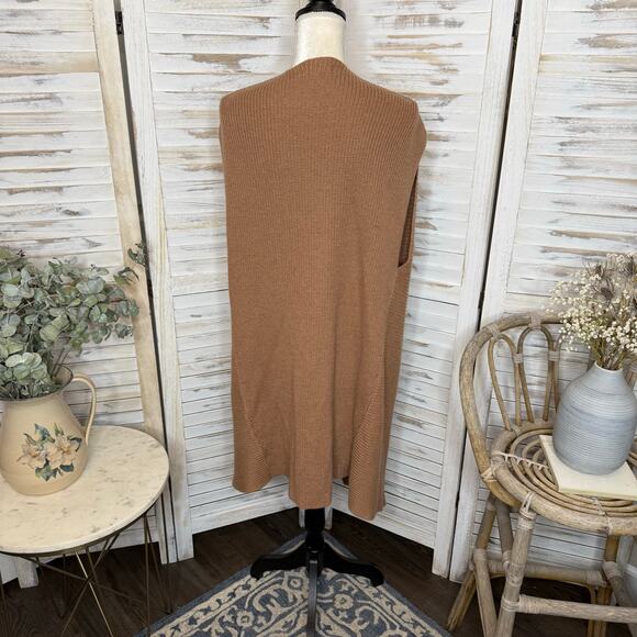 NIC+ZOE Women's XL Open Front Ribbed Longline Cardigan Vest Camel Brown - Picture 4 of 10
